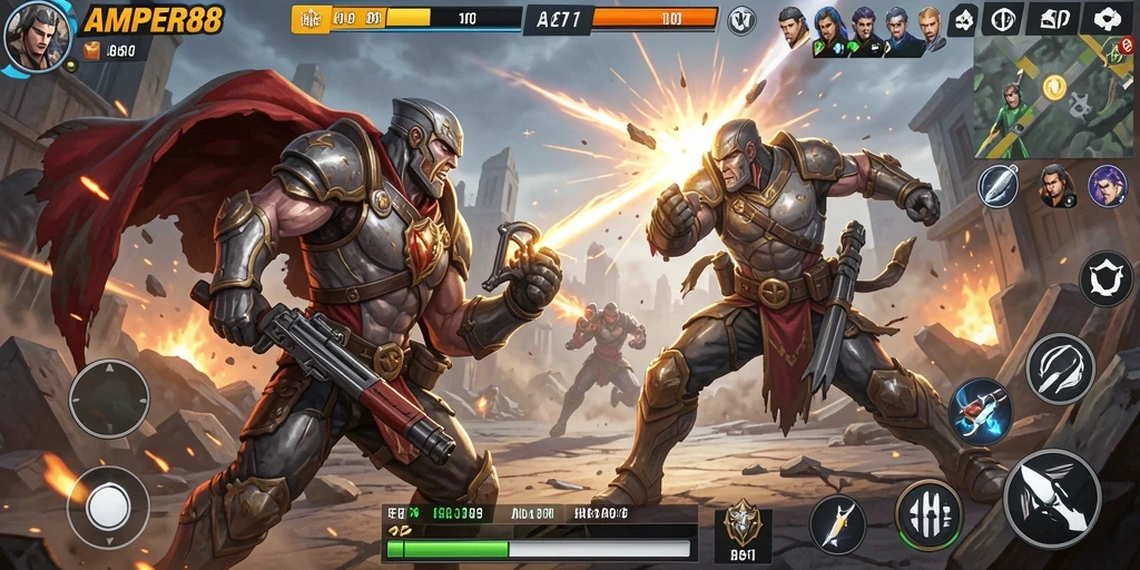 Tangkapan layar menunjukkan aksi mendebarkan dalam game AMPER88.
