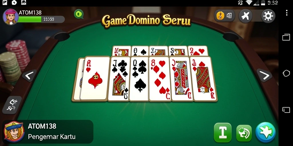 Screenshot ATOM138 menampilkan gameplay Domino yang seru dan interaktif.