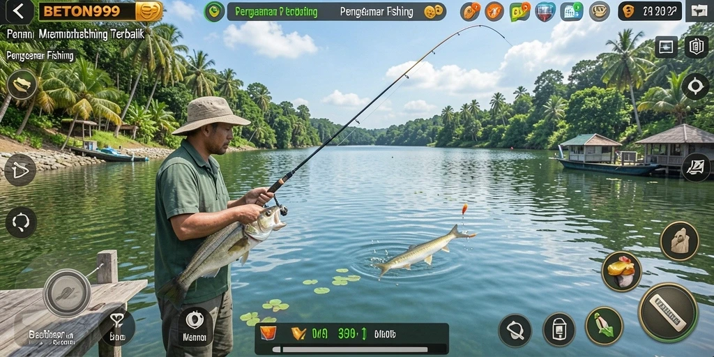 Tampilan gameplay menarik dari BETON999 saat menangkap ikan.