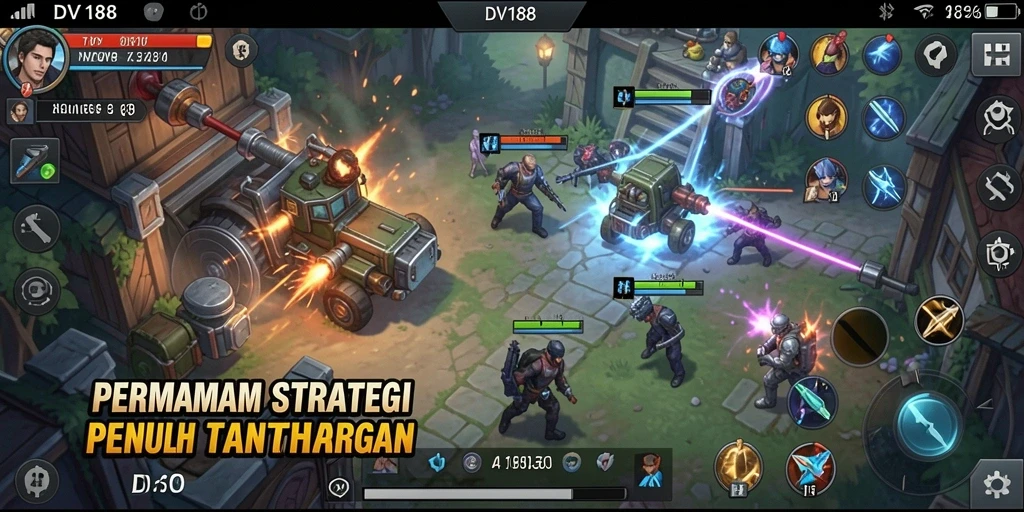 Tangkapan layar gameplay DV188 menampilkan pertempuran strategis yang mendebarkan.