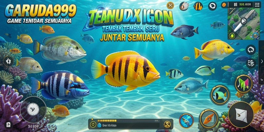 Tangkapan layar dari gameplay seru GARUDA999 saat menembak ikan.
