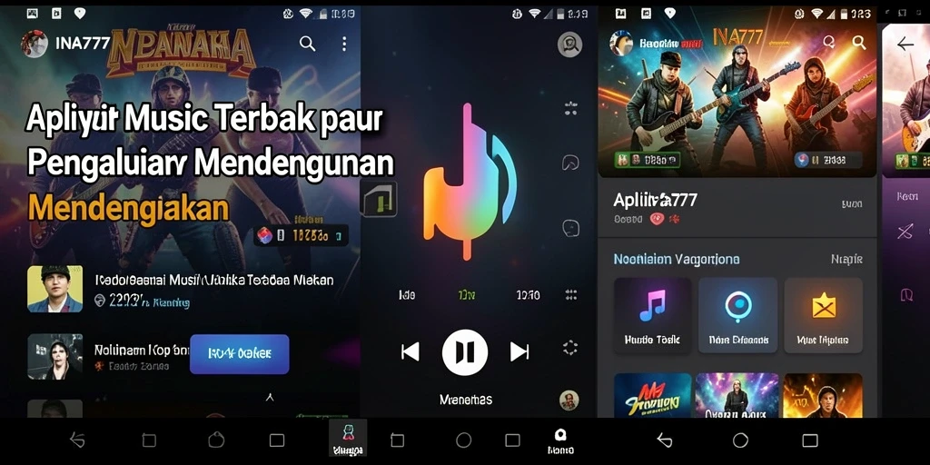 Tampilan screenshot aplikasi INA777 yang menampilkan fitur musik.