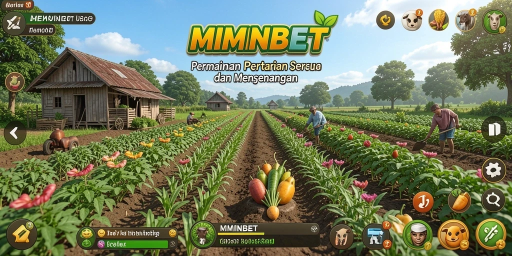 Tampilan gameplay MIMINBET dengan lahan pertanian yang produktif.