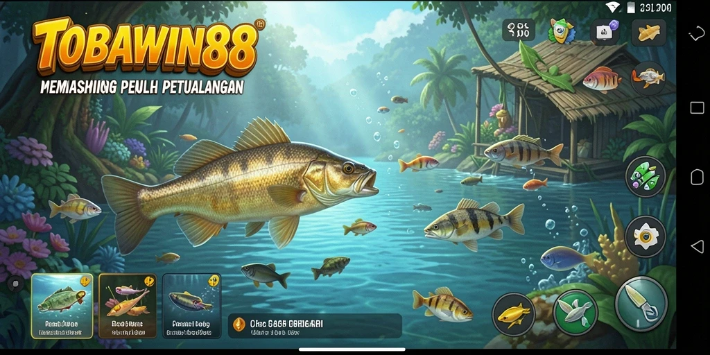 Tampilan gameplay TOBAWIN88 yang menawan saat memancing di laut.